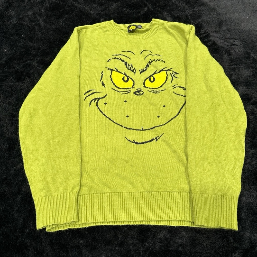 Women's Lime Green Grinch Face Sweatshirt